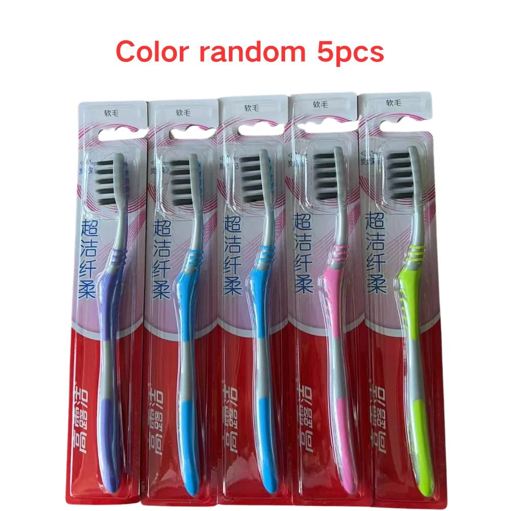 5PCS Colgate Toothbrush - Soft Bristles, Color Random, Adult Soft Hair Toothbrushes, Oral Care Family Pack