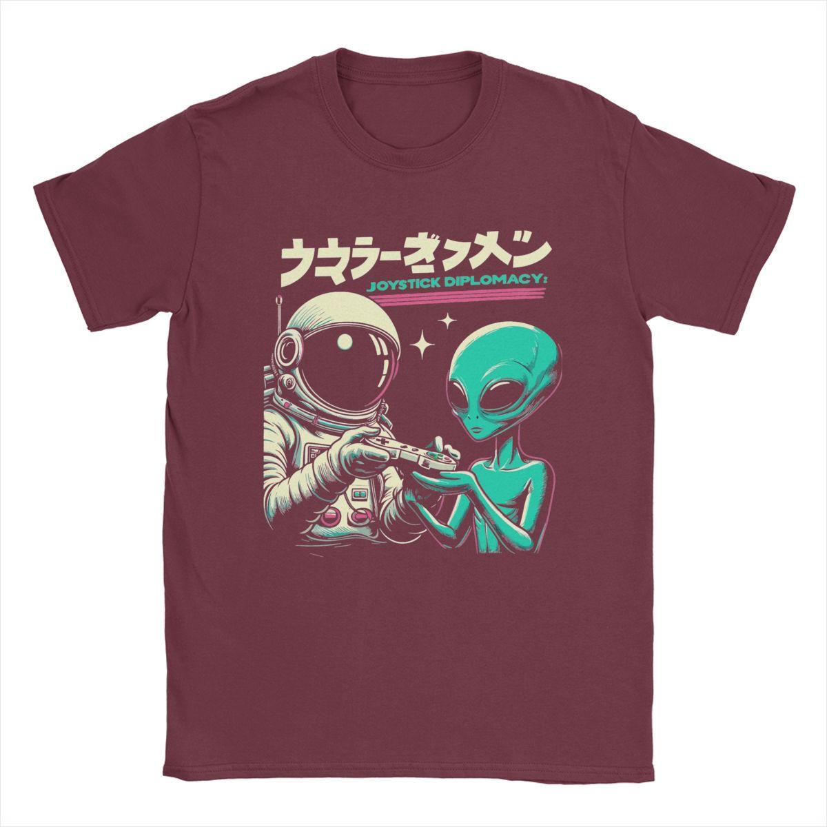 

Мужская футболка Joystick Diplomacys Alien, новинка, футболки с коротким рукавом и круглым вырезом, 100% хлопок, идея для подарка, топы XXXXXL бордовый