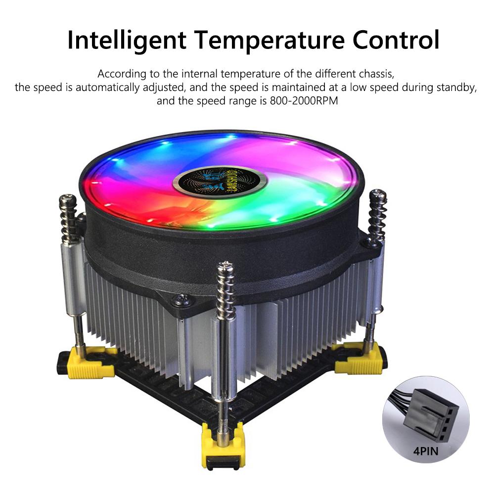 4 Pin PC CPU Cooler Radiator Heatsink Noise Reduction Copper Core 90mm Cooling Fan for Intel LGA 1356 1366