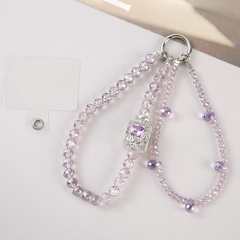 Small Fragrance Style Handmade Short Crystal Bead Double Layer Diy Phone Chain
