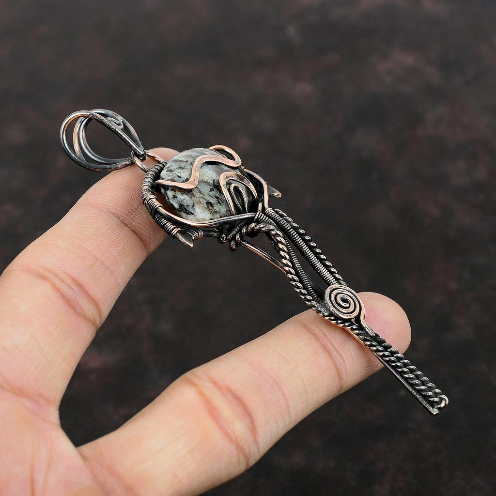 Astrophyllit Anhänger Kupferdraht umwickelter Anhänger Echter Edelstein Schmuck Handgefertigter Anhänger Sehr Hübscher Kupferschmuck Geschenk für einen besonderen Anlass
