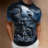 Camiseta de motociclista masculina com estampa 3D de manga curta, camiseta vintage clássica para homens, camisas de motociclista de rua, camisetas grandes