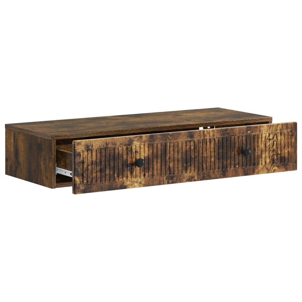 Wall Mounted Side Table Smoked Oak Engineered Wood