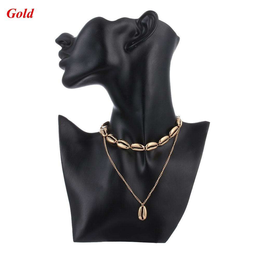 Summer Chain Choker Golden Multilayer Shell Necklace Bohemian Cowry Seashell Pendant Beach Jewelry золотой