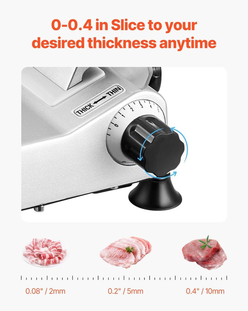 Meat Slicer 180W 10 Inch Electric Deli Food Slicer for Meat Bread Cheese