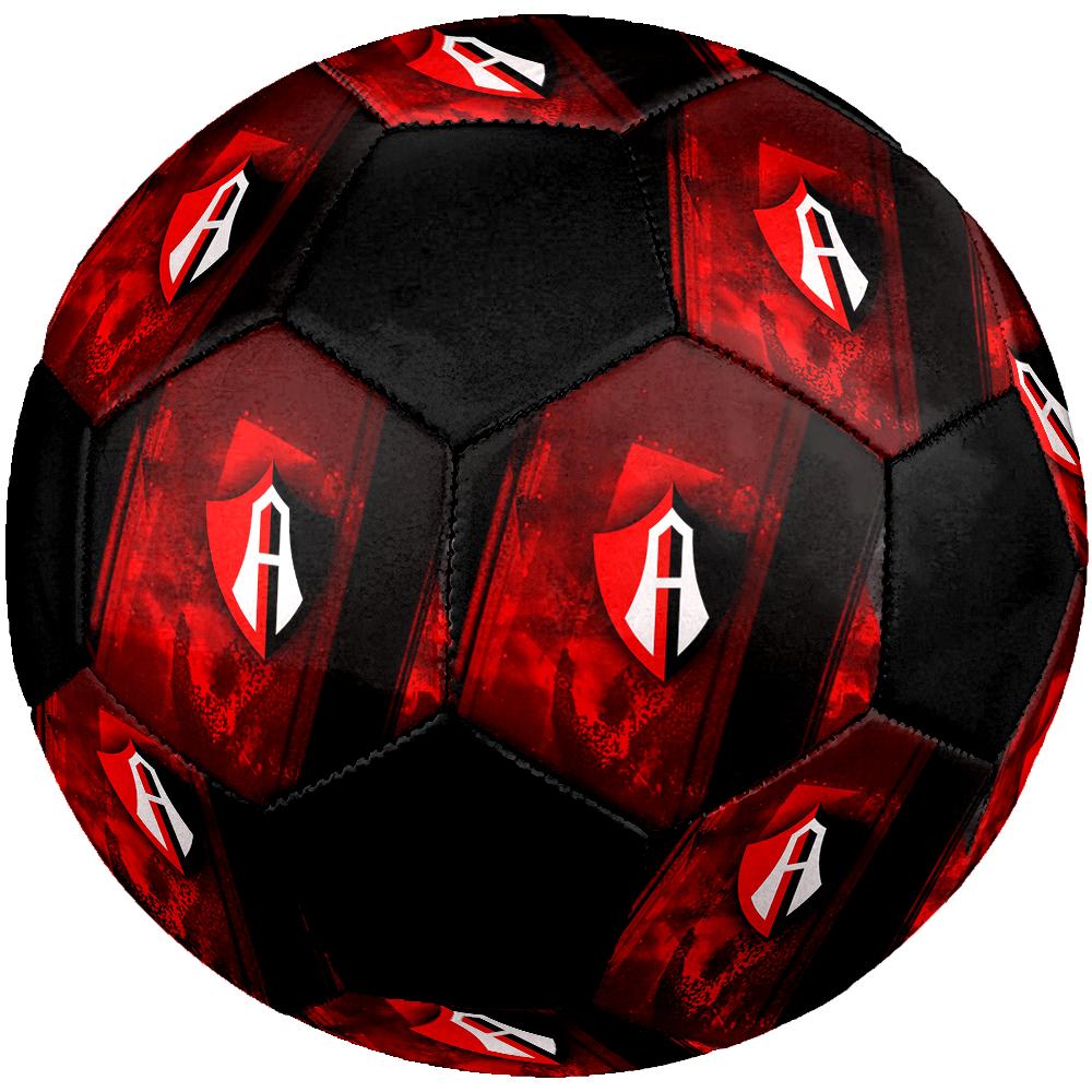 SIZE 5 Atlas Football Club (Black & Red Background) Soccer Ball Colorful All Ages Machine Stitched PVC Competition Ready Durable High-Bounce