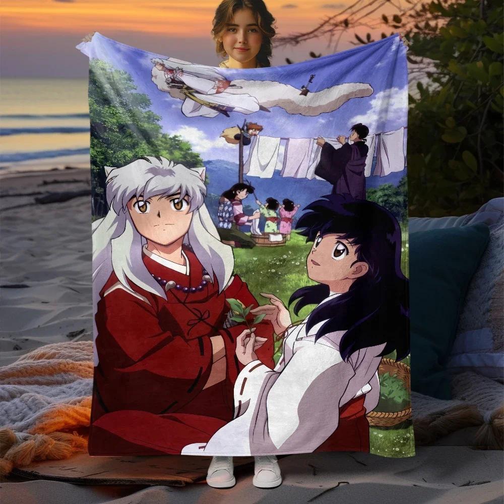 Inuyasha Cartoon Printing Blanket Large Sofa Soft Warm Flannel Throw Blanket Camping,Outdoors,Picnic,Travel,Airplane Blanket.