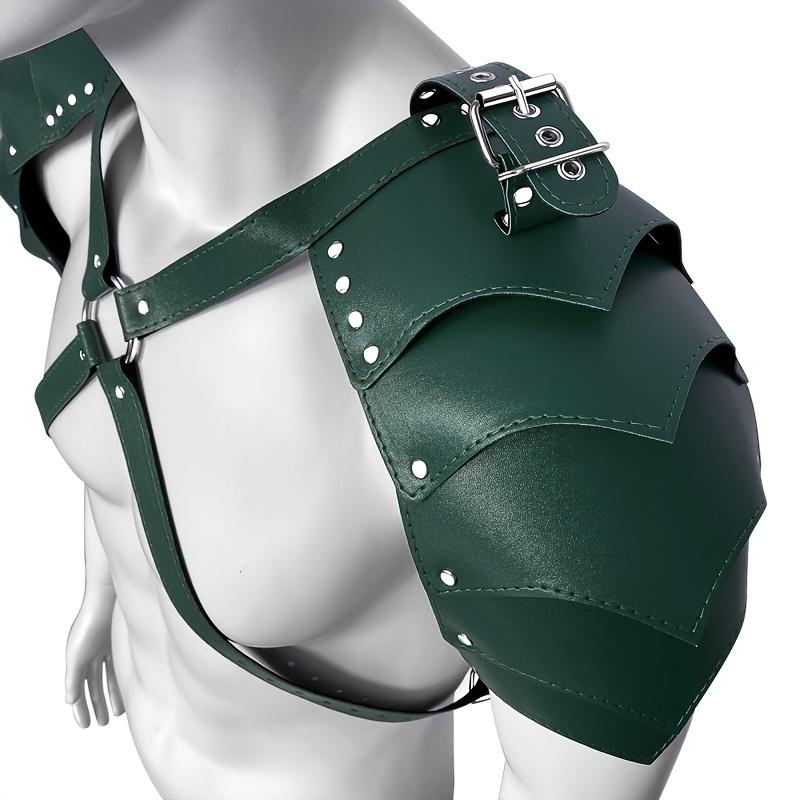 2-teiliges Set Erotische BDSM-Lederjacke für Herren, Ganzkörpergeschirr-Tücher für Schwule, Bondage-Kleidung mit doppelter Schulterpanzerung und Maske, hübsches Bühnenauftrittsset