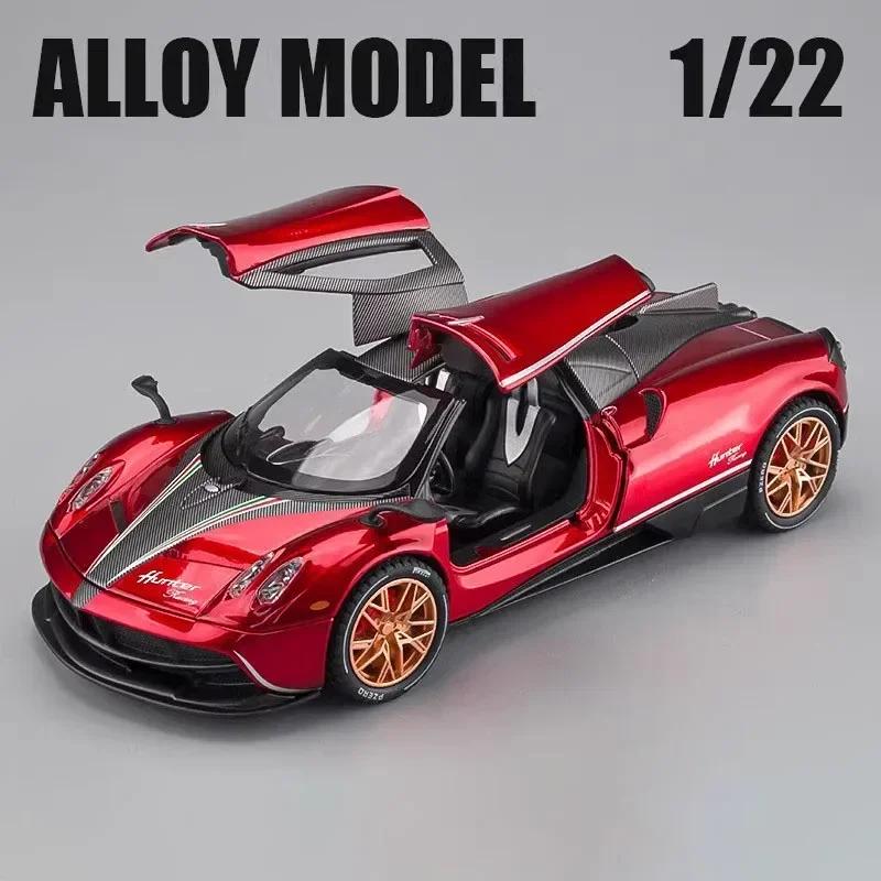 1:22 Pagani Huayra Sports Car Model Toy Alloy Diecast Doors Opened Sound Light Pull Back Miniature Supercar Holiday Kids Gifts