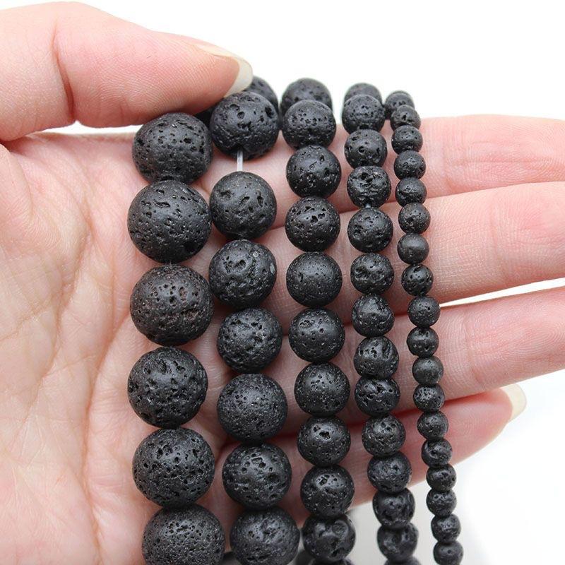 Натуральный вулканический камень круглые бусины россыпь, черный вулканический камень полуфабрикаты DIY аксессуары для ювелирных изделий бусины Dia 6mm