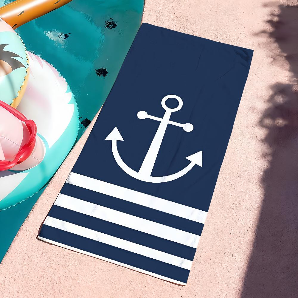 Fashion print Blue Anchor Towel Drying Bath Towel Applicable To Light Swimming Camping Yoga Beach Out