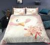 Swan Duvet Cover Set Rose Crown Comforter Cover Polyester Bedding Set Sweet Girl Romantic Quilt Cover Pink Red King Twin Size