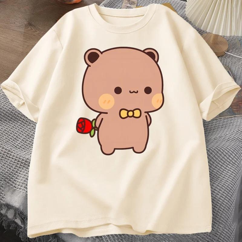 DuDu Bear Surprising Panda BuBu with A Flower T-shirt Funny Cute Buu Duu Graphic T Shirts Women Men Couple T Shirt Clothes