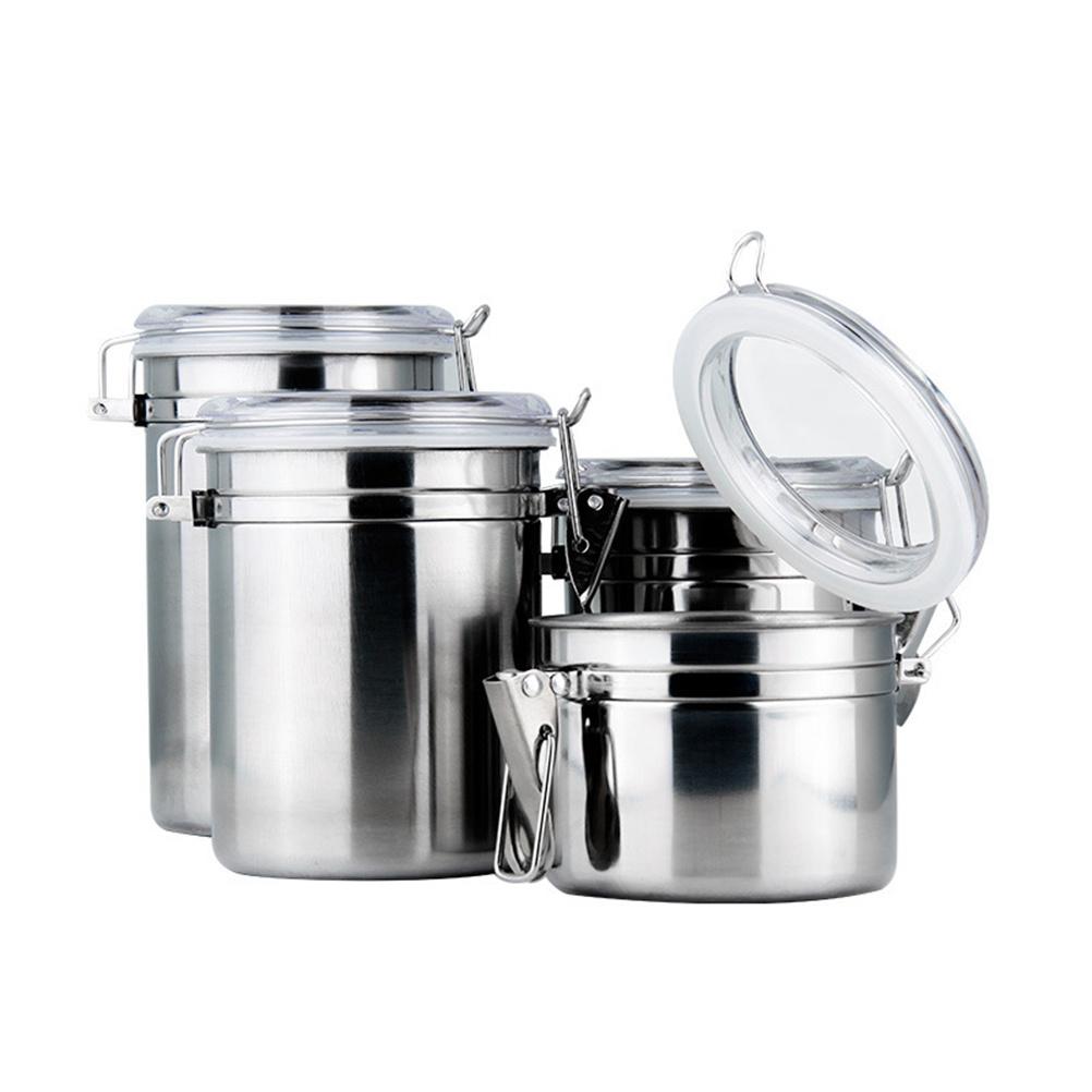 5 Inches Stainless Steel Airtight Food Storage Container Sealed Can for Coffee Beans Tea Leaves Biscuits Flour Sugar Home