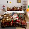 Christmas Santa On Festive Train Bedding Duvet Cover Set Duvet Cover Pillowcases  (1*Duvet Cover 2*Pillowcases, Without Duvet Insert)