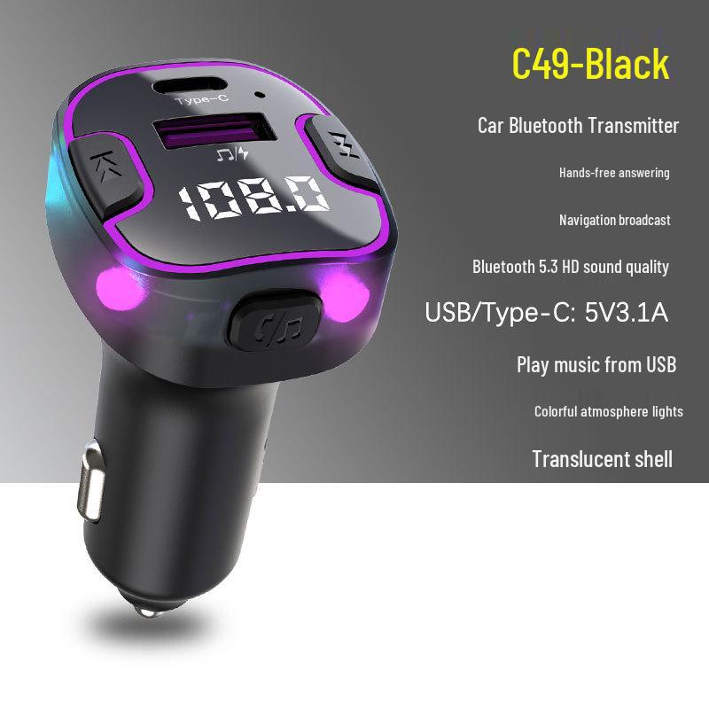 Multifunctional Rear Seat Car Charger with Bluetooth MP3 Player & FM Transmitter