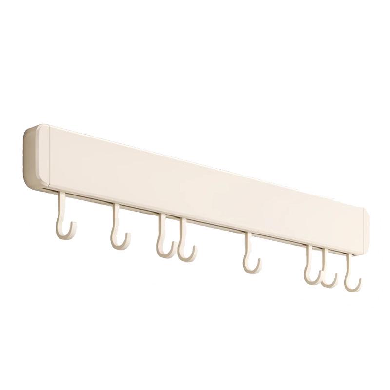No-Drill Wall-Mounted White Kitchen Hook Rack for Pots, Lids, and Utensils
