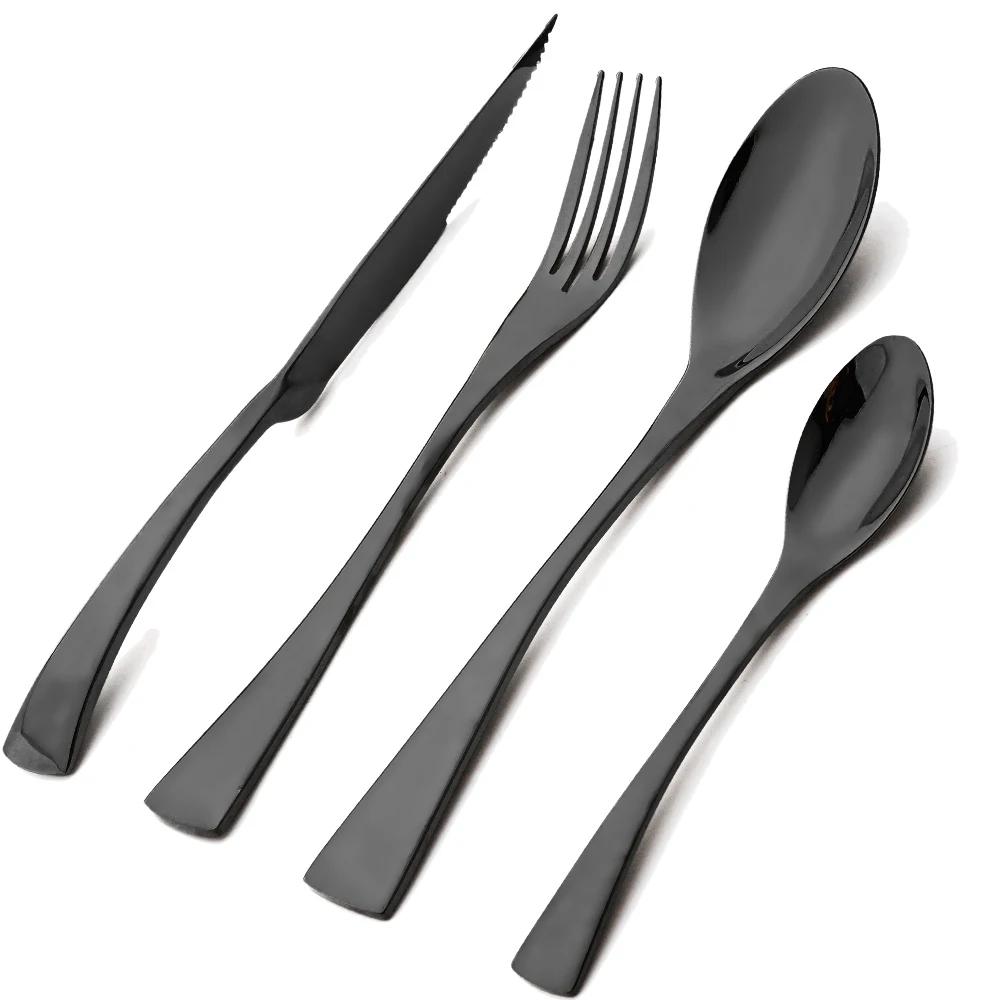 4Pcs Tableware Set 304 Stainless Steel Dinnerware Fork Spoons Sharp Knife Western Silverware Kitchen Home Flatware Set