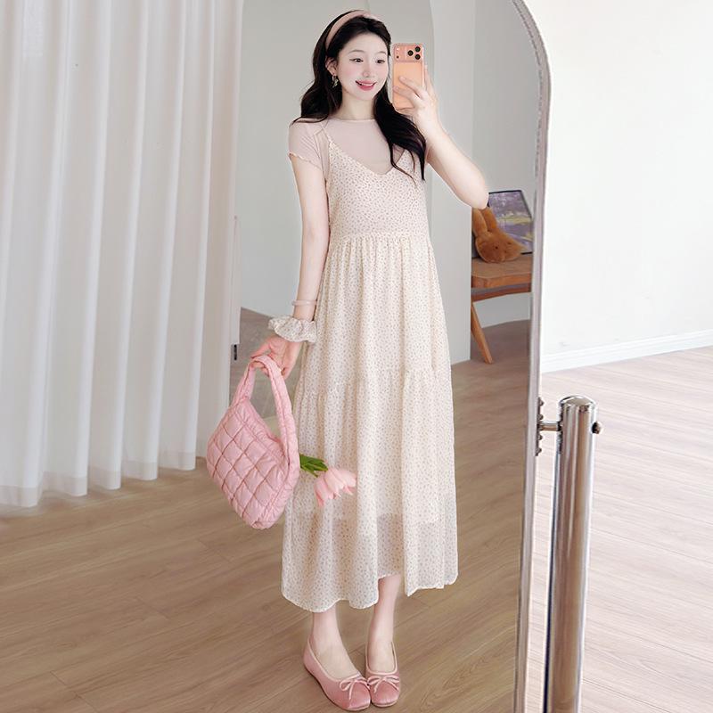2026 Summer Korean Trendy T-shirt & Floral Slip Dress Set