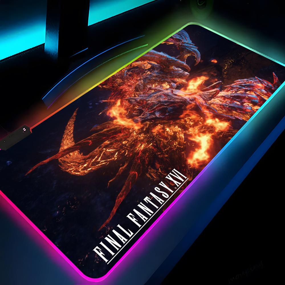 Final Fantasy XVI Mouse Pad Carino Gaming LED 700x300 Tappetino Mouse Tappetini Mouse Tappetini Tavolo Tappetino Scrivania PC Tappetino Tastiera RGB XXL