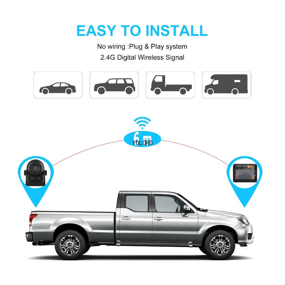 WiFi Wireless Reversing Camera with 3.5 Inch LCD ahd Monitor IP68 Waterproof Car Rear View Camera Kit for Car Truck