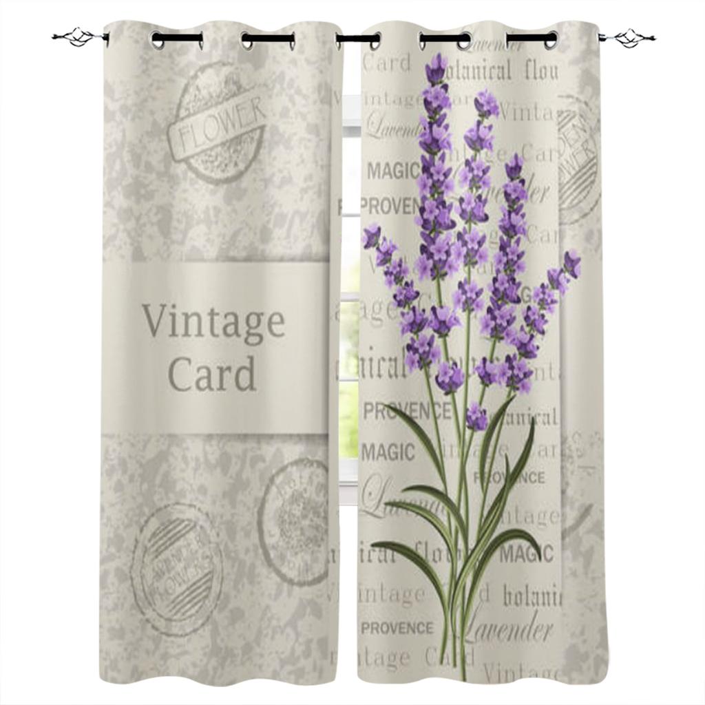 Bedroom Kitchen Curtains Lavender Plant Flowers Curtain Living Room Decoration Items Window Curtains for Living Room