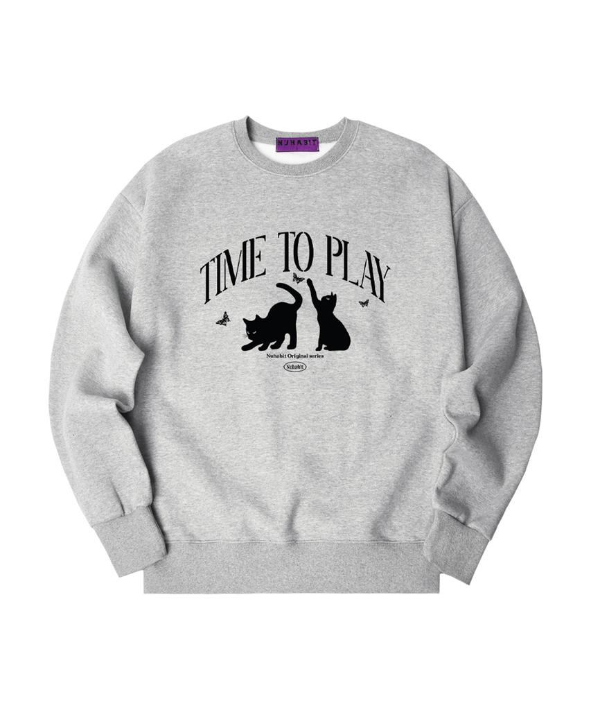 NUHABIT N/H Time To Play Oversized Fleece-Lined Sweatshirt_Gray (Som4-3Nh1182)