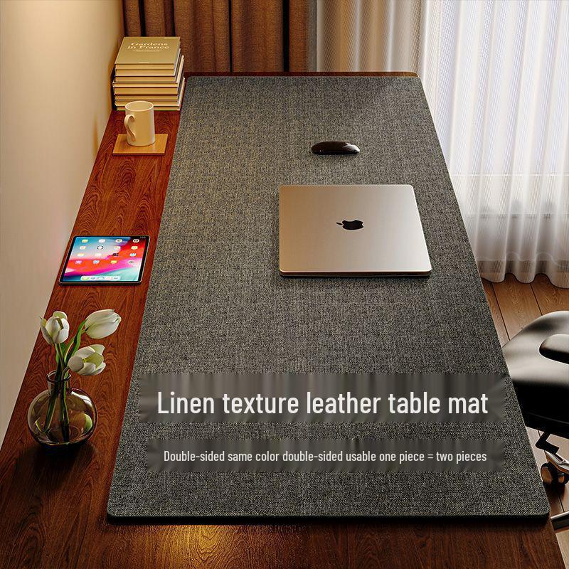 Wasserdichte Lederschreibtischmatte - Baumwoll-Leinen-Textur, Ölbeständige Tischdecke, Schreibtisch, Mauspade