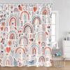Cute Rainbow Heart Pattern Shower Curtain Children's Simple Modern Bathtub Decorative Polyester Bathroom Shower Curtain