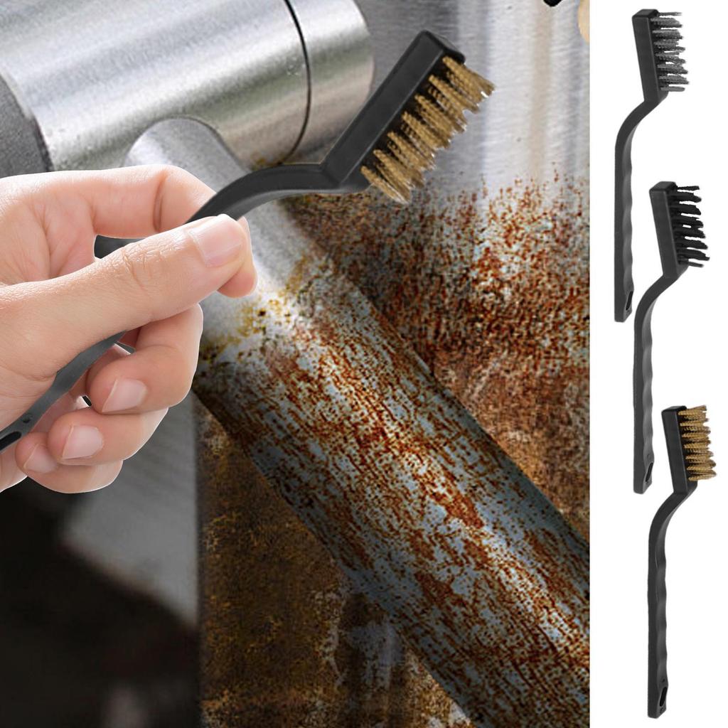 Wire Brush Anti-Rust Brass Wire Brush Brass Scrubber With Ergonomic Curved Handle Long-Lasting Rust Removing Toothbrush For Bike