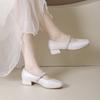 French Square Head Thick Heel Single Shoes Women's 2025 Spring and Autumn New Versatile One-word with Rhinestone Champagne Mary Jane Shoes