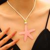 Jelly Color Blue Resin Large Starfish Pendant Necklaces for Women Ladies Romantic Holiday Island Style Necklaces Jewelry Gifts