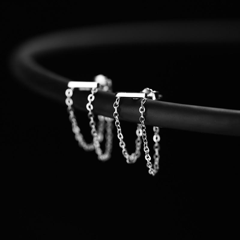 Retro Fashion Chain Tassel Stud Earrings: Korean & Japanese-Inspired Trendy Artistic Jewelry for Women