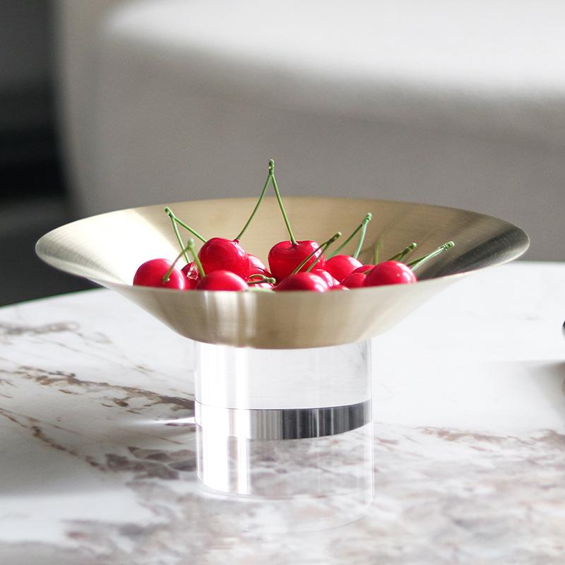 Round Fruit Platter High-legged Metal Pallet Fruit Tray Snack Bowl Desktop Storage Container Home Decoration Accessories