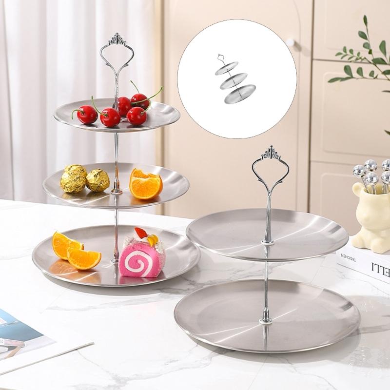 Vassoio Rotondo Multistrato in Acciaio Inossidabile per Insalata di Frutta Piatto per Snack Stile Coreano Moderno Utensili da Cucina Tavola da Pranzo