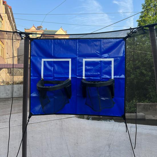Trampoline Basketballkurv-tilbehør Innendørs Utendørs Trampoline Dobbel Kurvring med 4 Baller Pumpe Trampoline Basketballmål Spilltilbehør