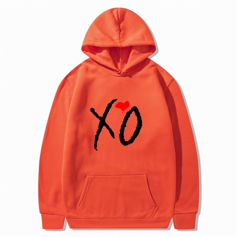 Mens Oversized Hooded Sweatshirt With XO Letter Print Loose Fit Streetwear Casual Top