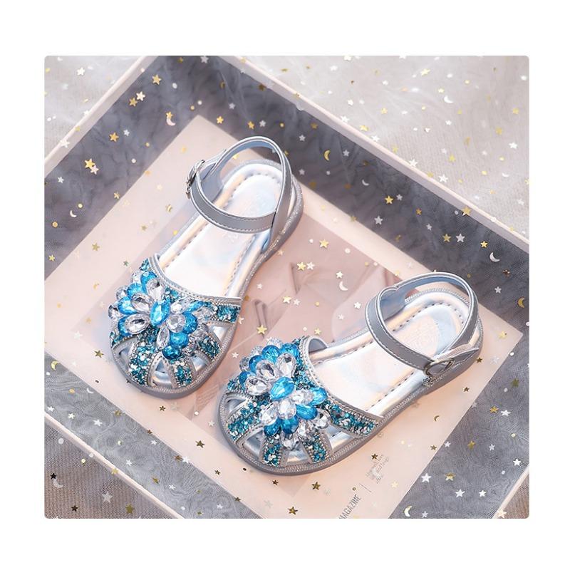 Kids Little Girls Princess Closed Toe Soft Sole Rhinestone Summer Sandals