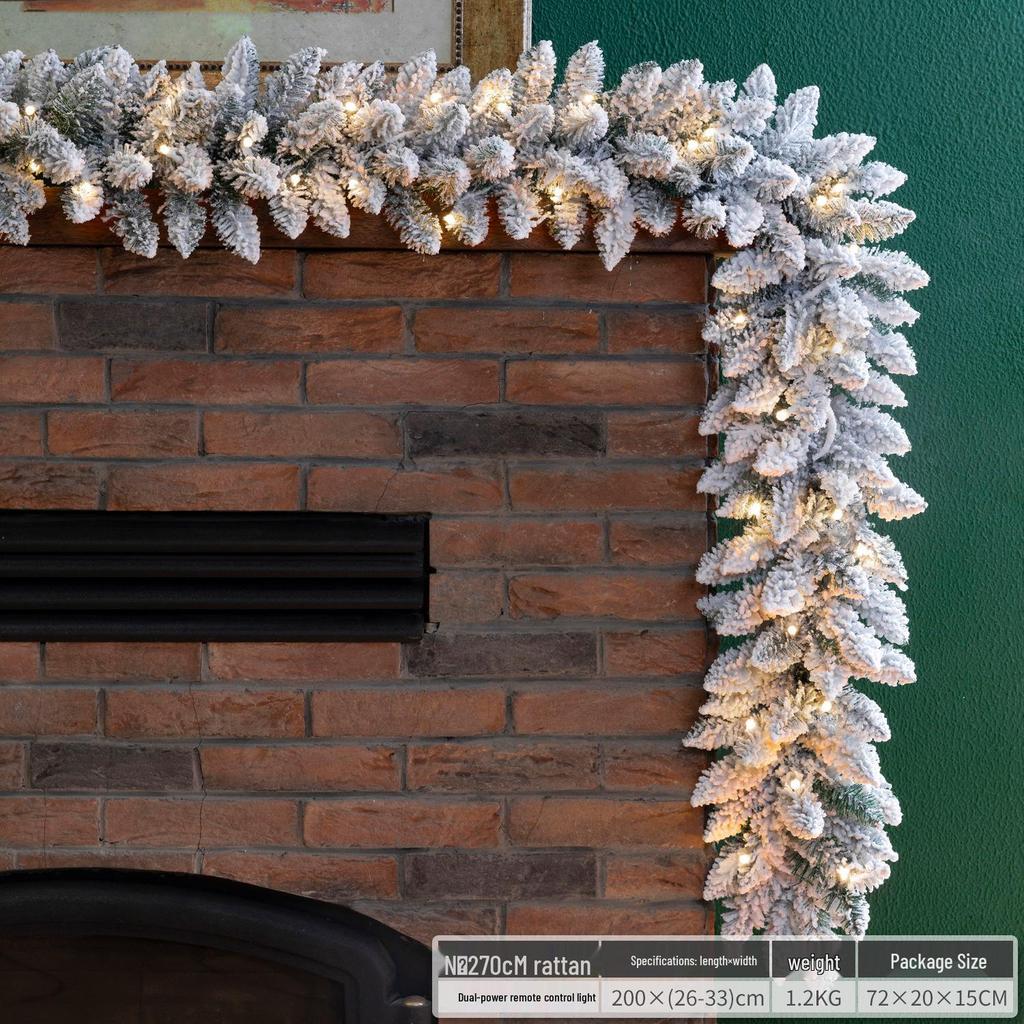 Christmas Glimmer: Garland Set for Tree, Window, and Fireplace with Flocked Leaf Ornaments