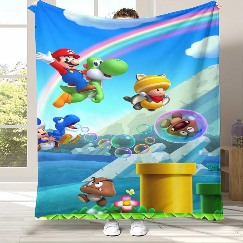 

Retro M-Mario Bros Game Cartoon Flannel Blanket,Ultra Soft Warm Plush Throw for Home Bedroom Bed Sofa Cover Camping Picnic gift 75x90cm