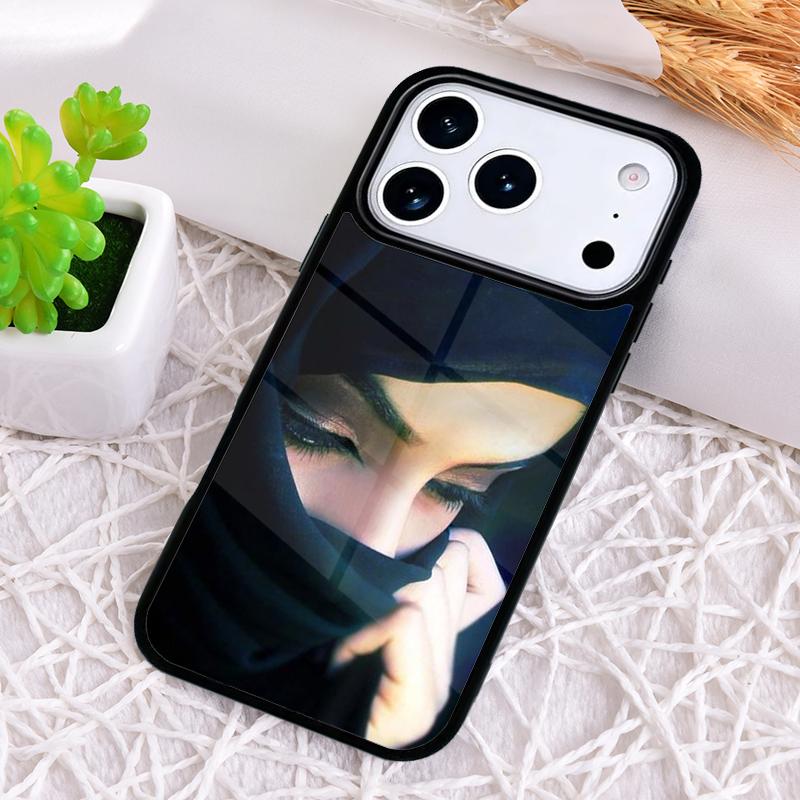 Muslim Islamic Arabic Hijab Face Gril Eyes Koran Shockproof Phone Case for iPhone 17 Air 16e 15 11 12 14 13 Pro Max Cover Coque