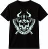 Viking Skull T-Shirt Valhalla Norse Warrior Helmet and Axes Graphic Tee