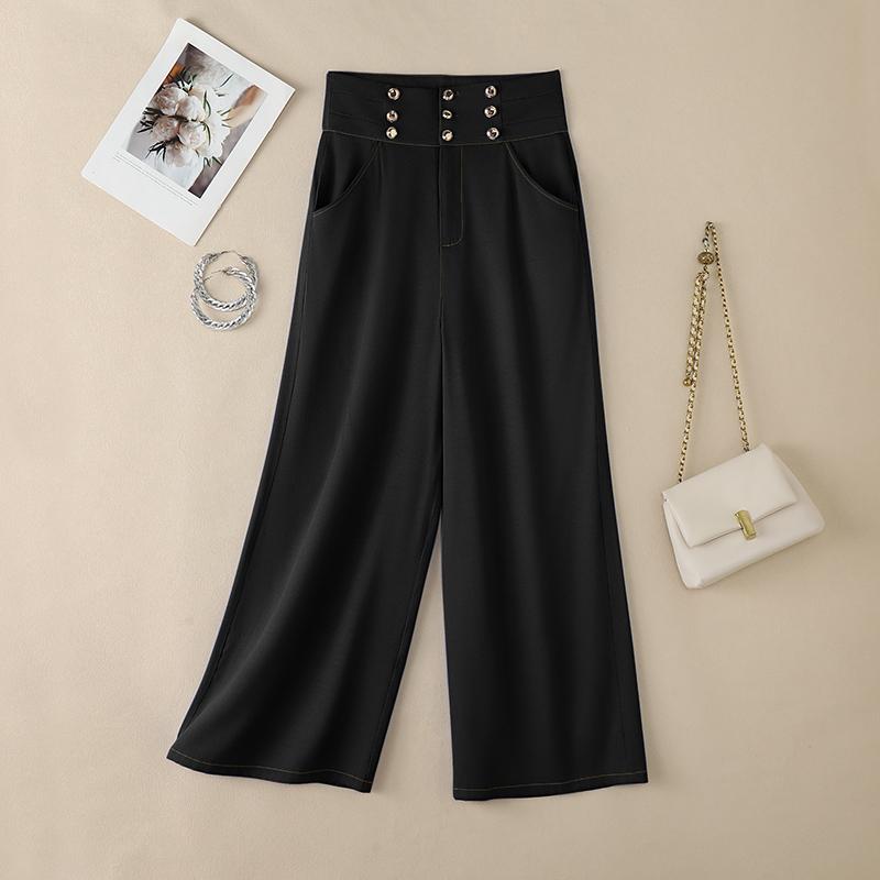 Женские повседневные однотонные свободные широкие брюки ZANZEA 3XL чёрный