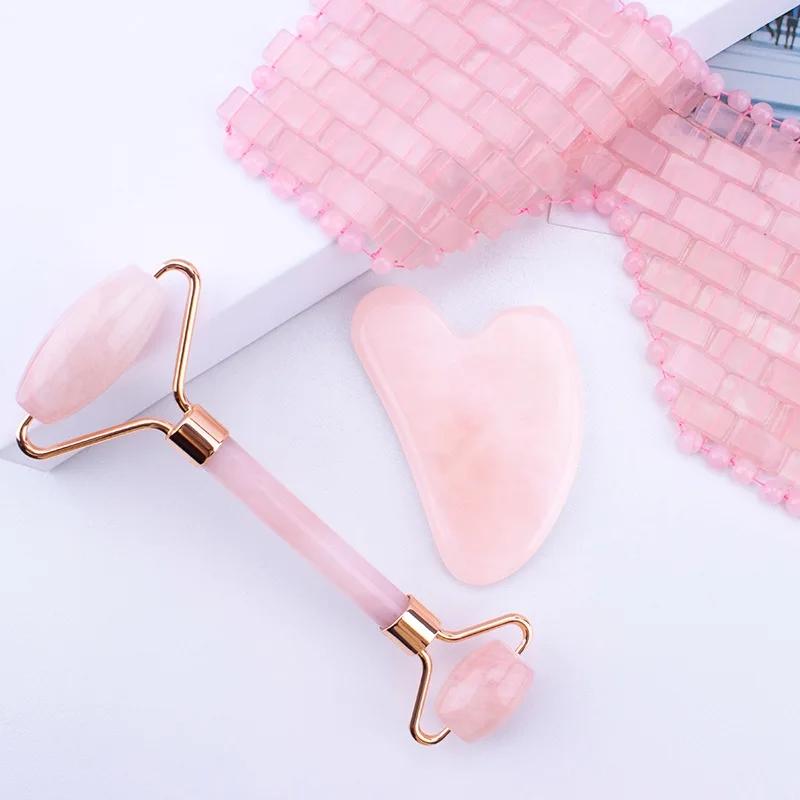 Rose Quartz Obsidian Jade Eye Mask Massager Natural Jade Roller Gua Sha Gouache Scraper Facial Lift Beauty Skincare Massage Tool