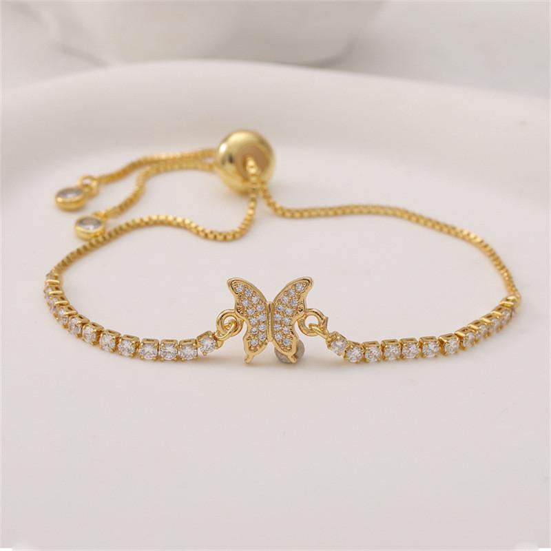 Luxuriöses Zirkon-Schmetterlingsarmband, Goldkette, ausziehbares Armband für Damen, Schmuckzubehör