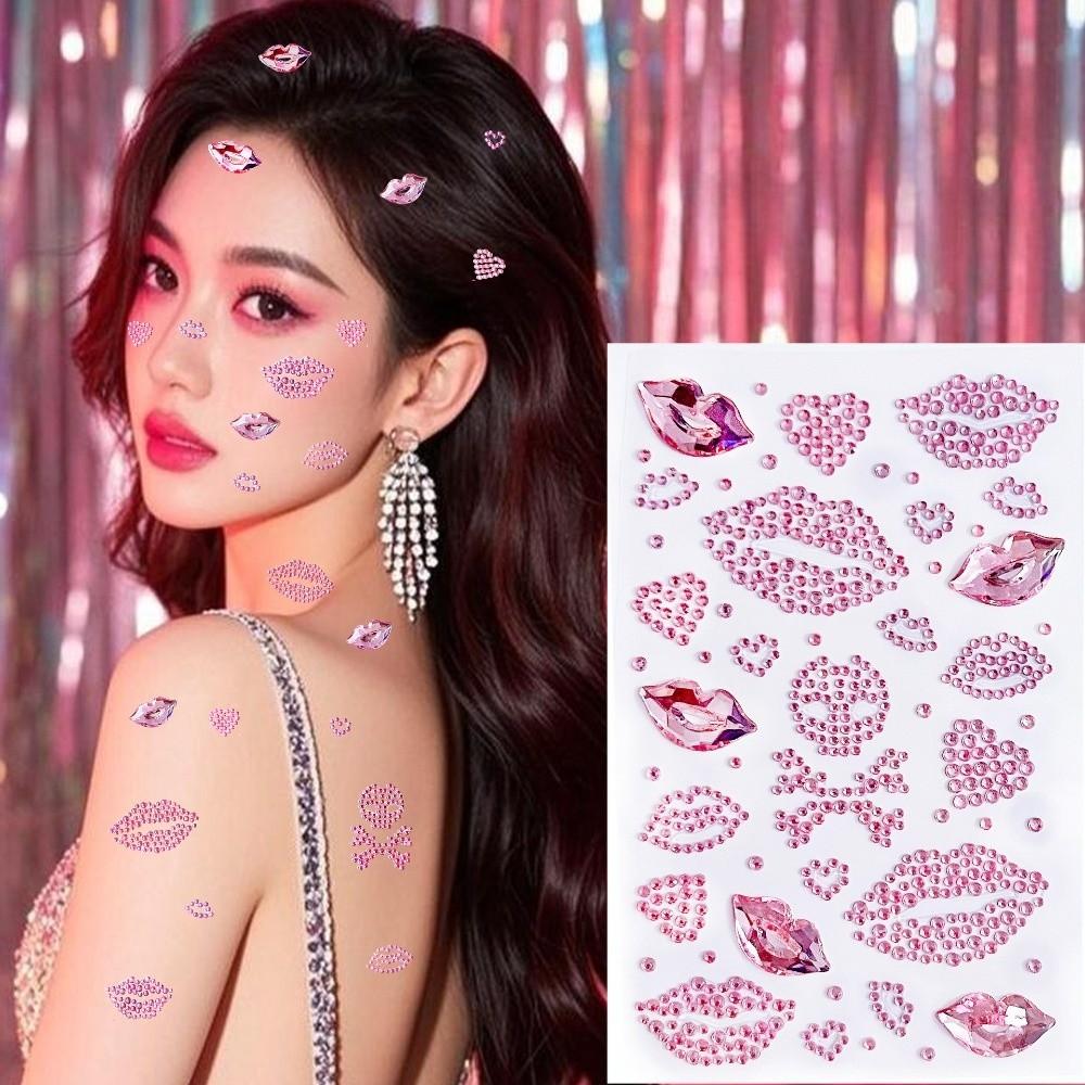 Sparkling Face Temporary Tattoos Rhinestone Face Tattoo Sticker Photocard Sticker Men Women