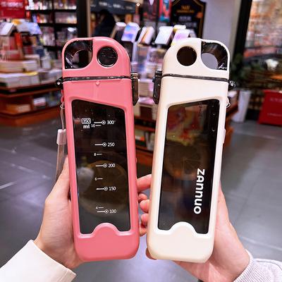 350ml esportes copo de água forma quadrada estudante garrafa de água de plástico copo de fitness palha chaleira esportes ao ar livre garrafa de água