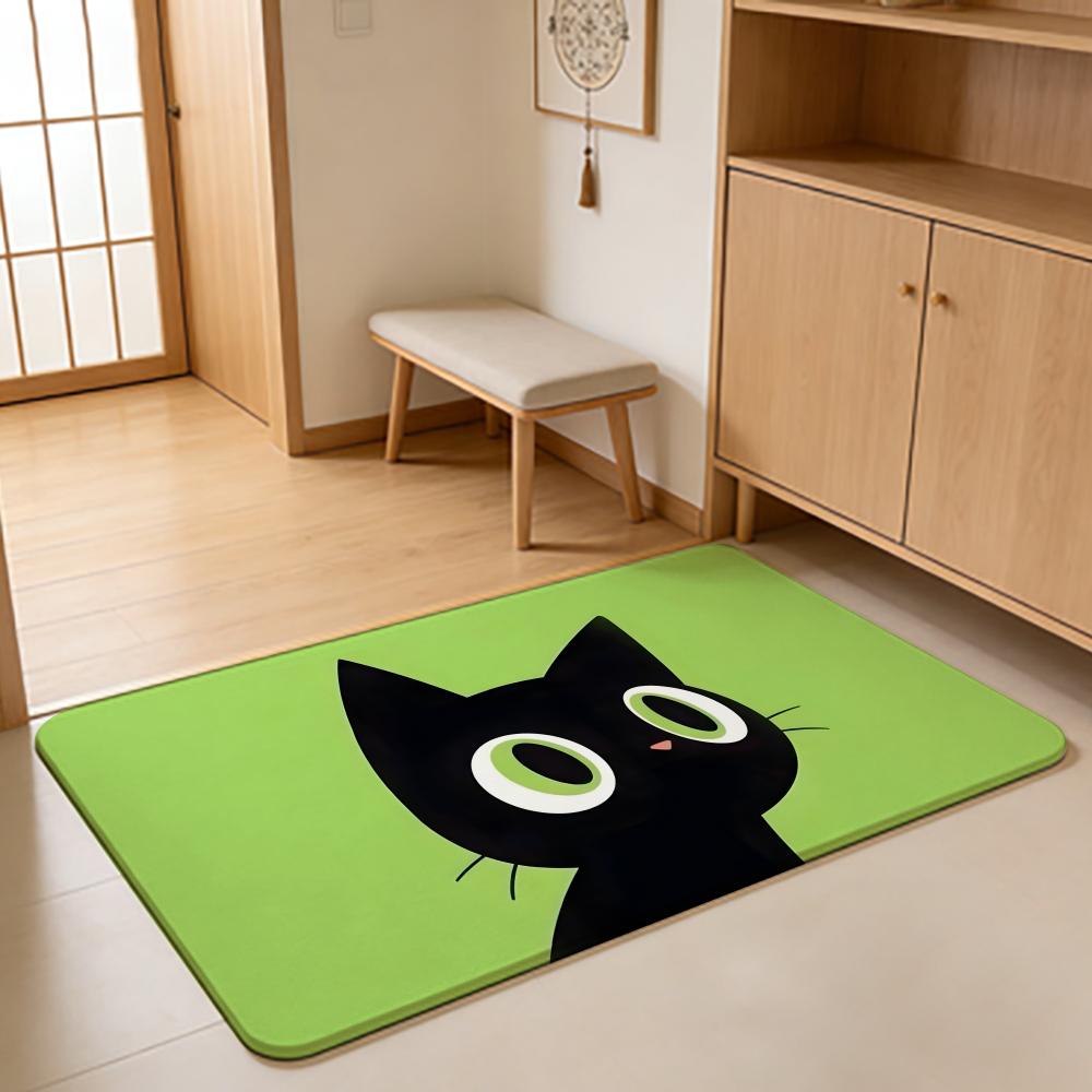 ANIME L-Little Kitty Big City Floor Mat Absorbent Floor Mat Non-Slip Entrance Rug for Bathrooms Restrooms and Toilets
