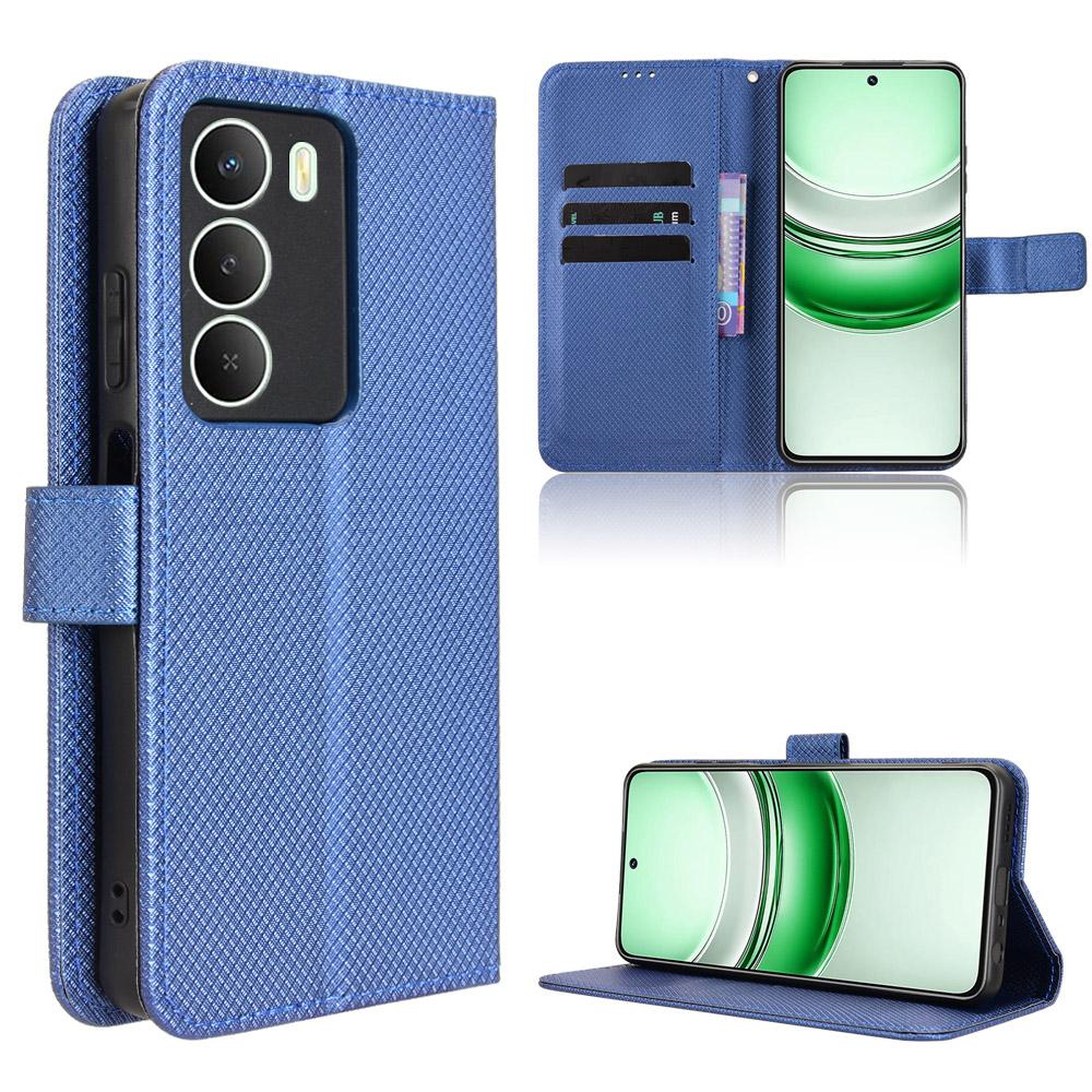 

For Realme C73 5G/14x 5G/V70 5G/V70s 5G Leather Wallet Case with Strap Diamond Texture Phone Cover C