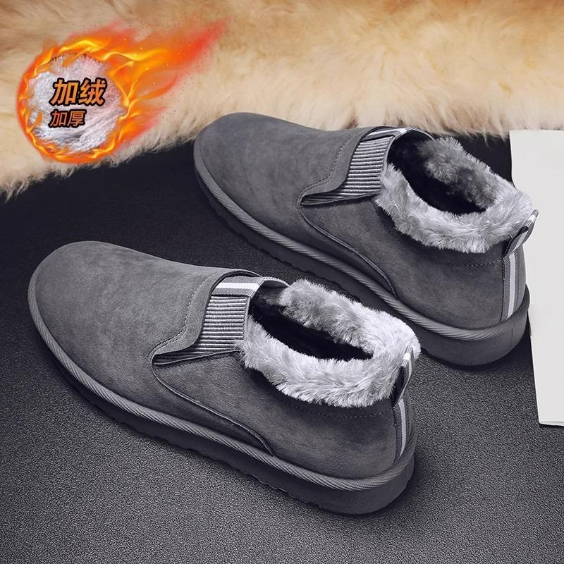 Men's Shoes Winter Velvet Warm Cotton Shoes Men's Snow Boots Thickened One Pedal Martin Short Boots